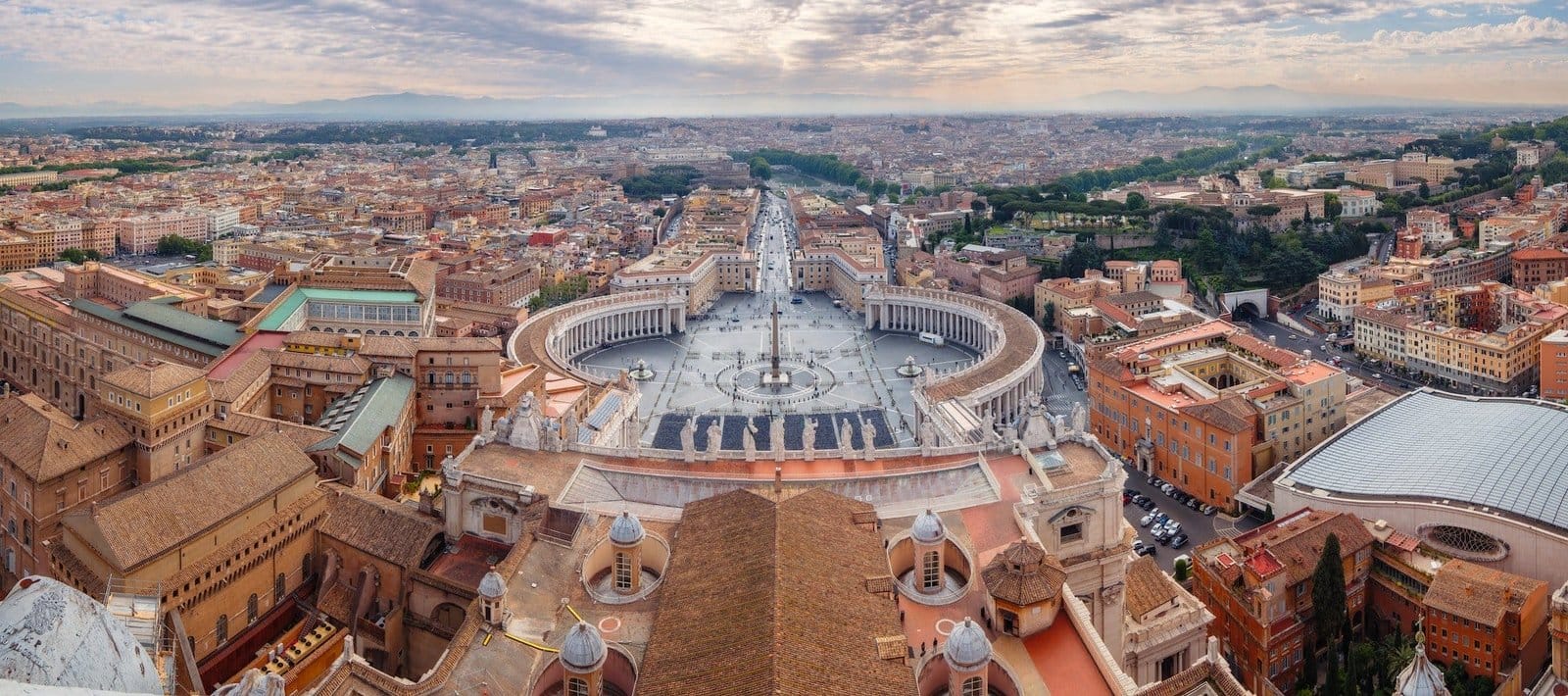 Panoramic view from St Peters basilica in Vatican, Rome