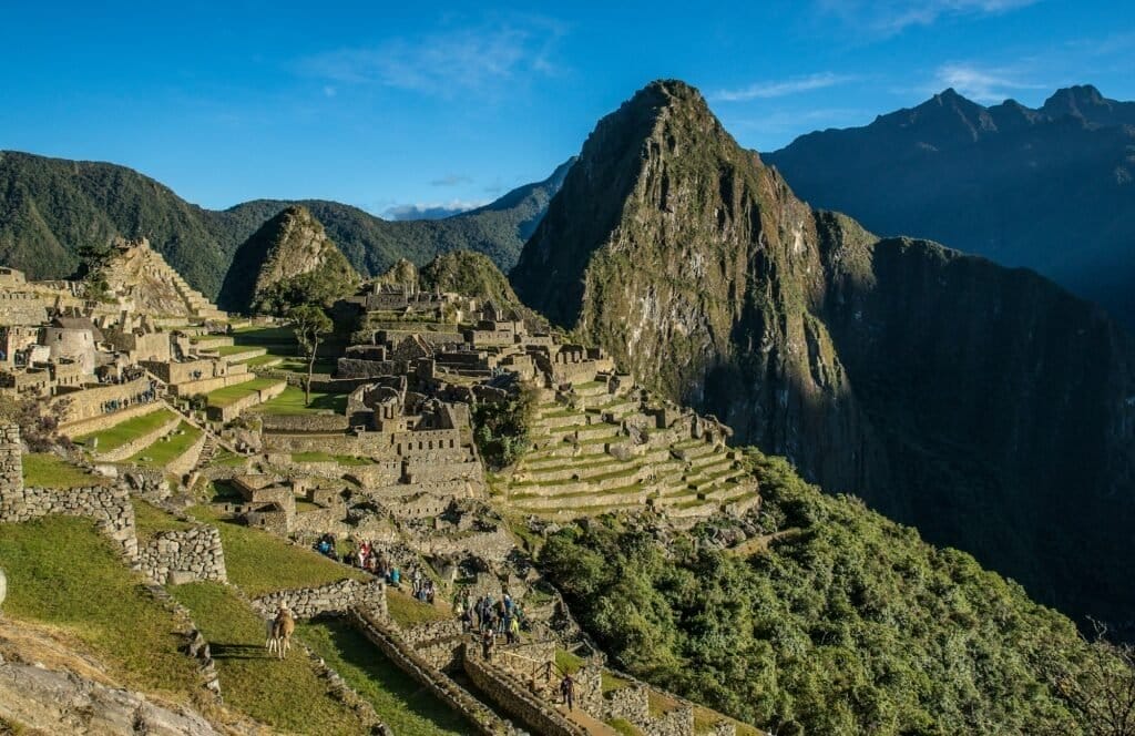 Beautiful shot of Macchu Picchu in Peru on a summer day