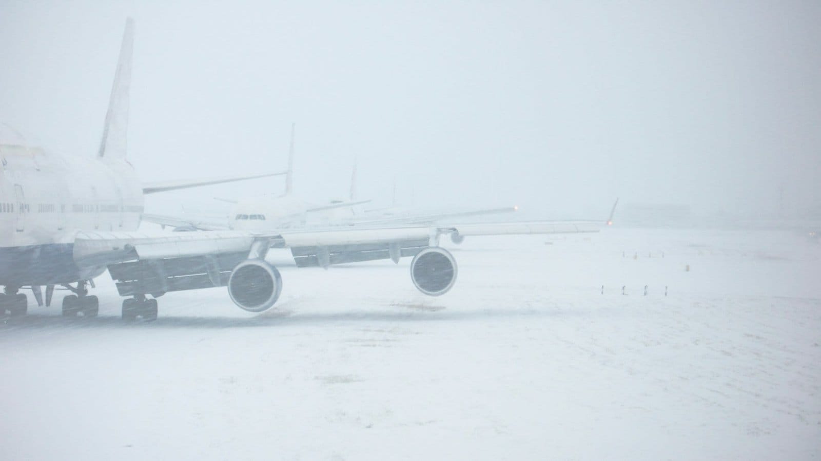 Airplane on snowy runway