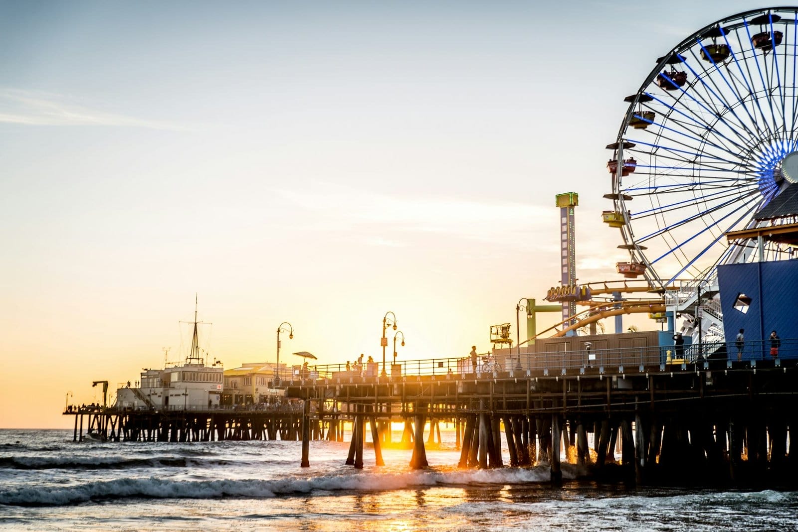 Santa Monica pier at sunset