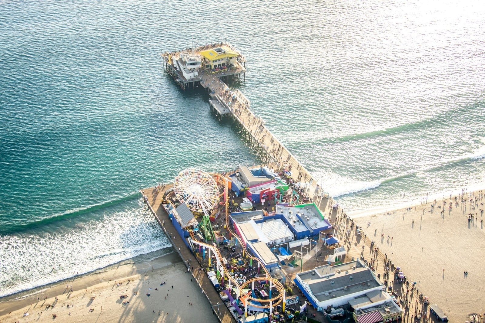 Santa Monica pier, view from helicopter
