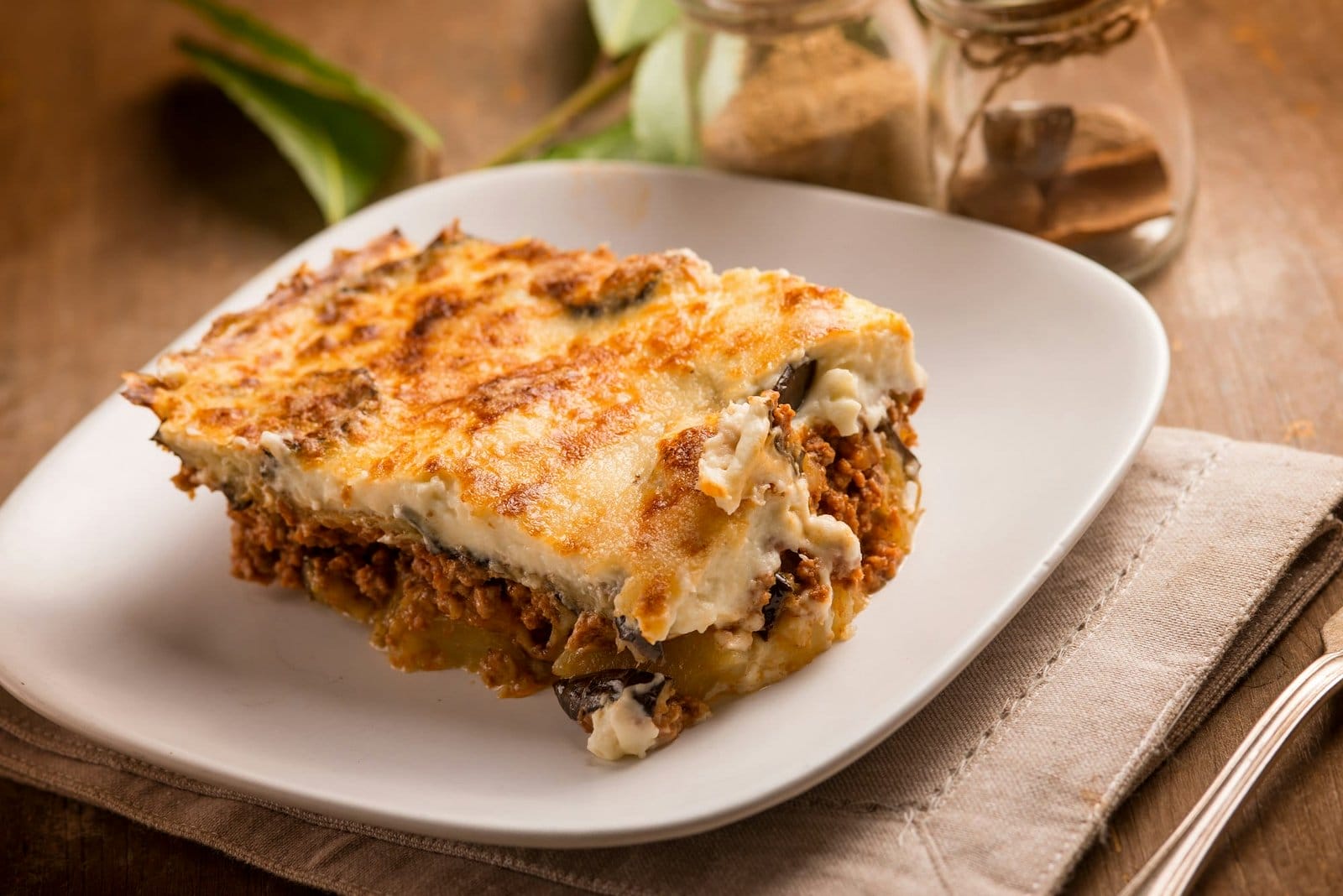 slice moussaka traditional greek recipe