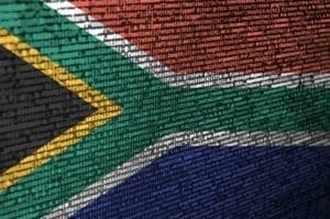 South Africa flag is depicted on the screen with the program code