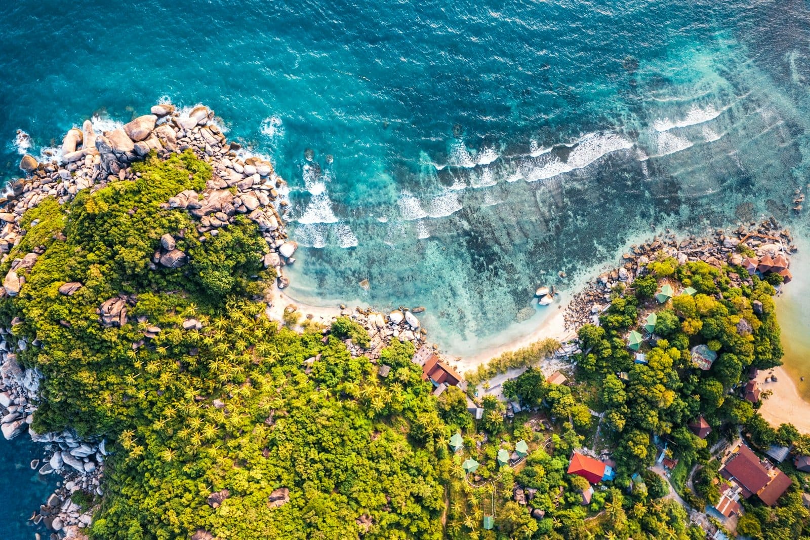 tropical island and sea view form above