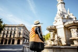Woman traveling in Barcelona