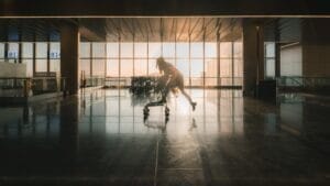 Enjoying at the airport