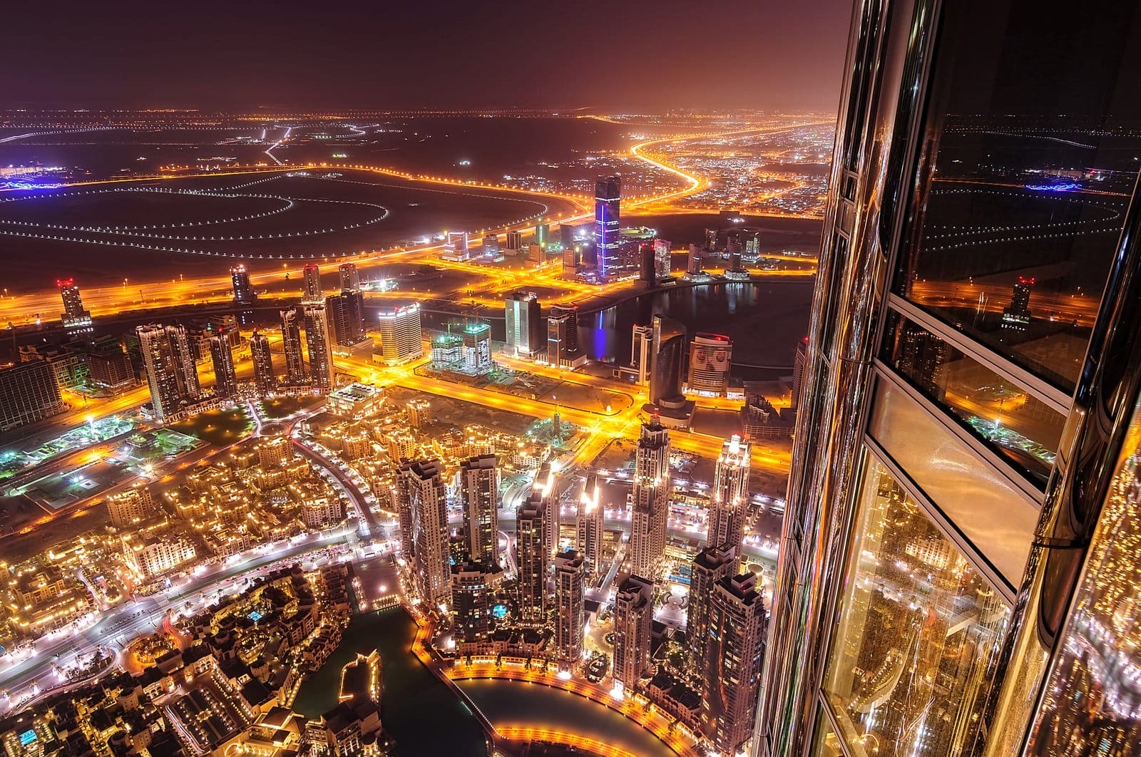 Dubai downtown view from highest skyscraper of the world Burj Khalifa, Dubai, United Arab Emirates