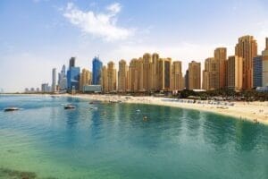 Panorama of the beach at Jumeirah Beach Residence, Dubai