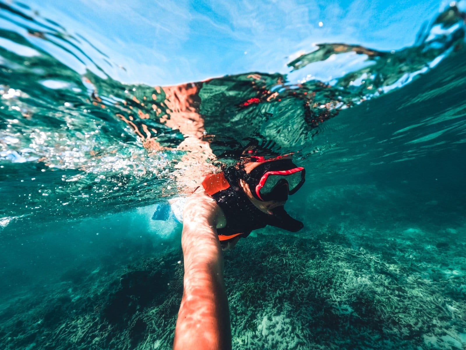 Snorkeling in the sea on a tropical island