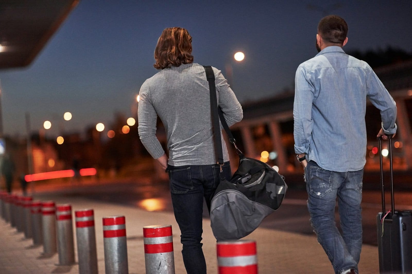 Going to the airport at night time with baggage