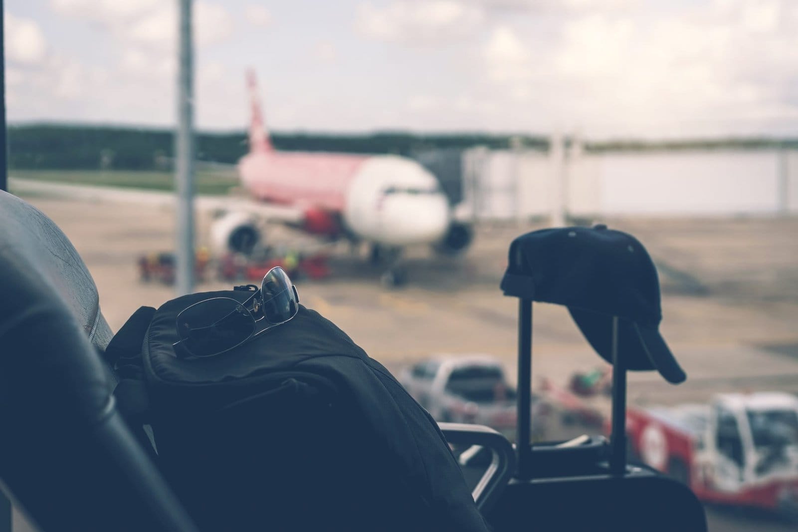 silhouette of Baggage in the airport