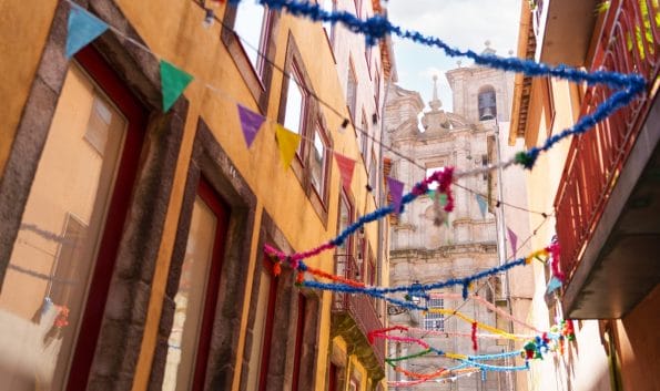 Streets of Porto decorated during the San Juan festivities Streets of Porto decorated during the San Juan festivities